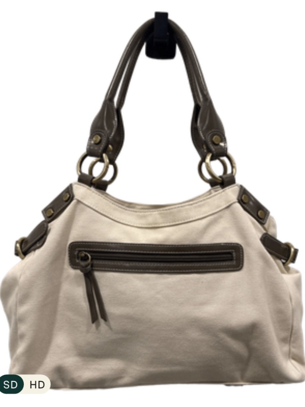 Giani Bernini Chic Classy Shoulder Bag- Neutral, Cream/Off-White/Brown Trim - Picture 2 of 8